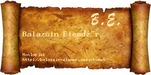 Balazsin Elemér névjegykártya